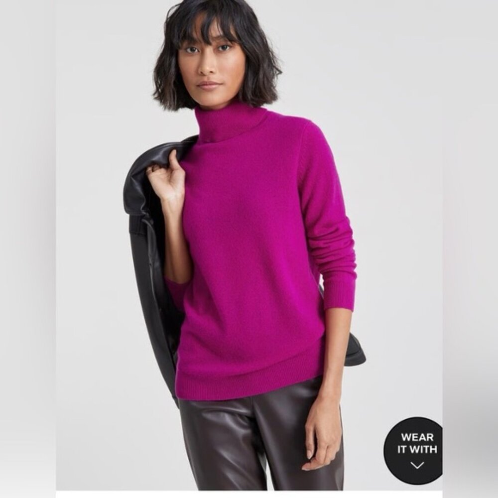 Charter Club 100% Cashmere Turtleneck Sweater Magenta Pink Size M